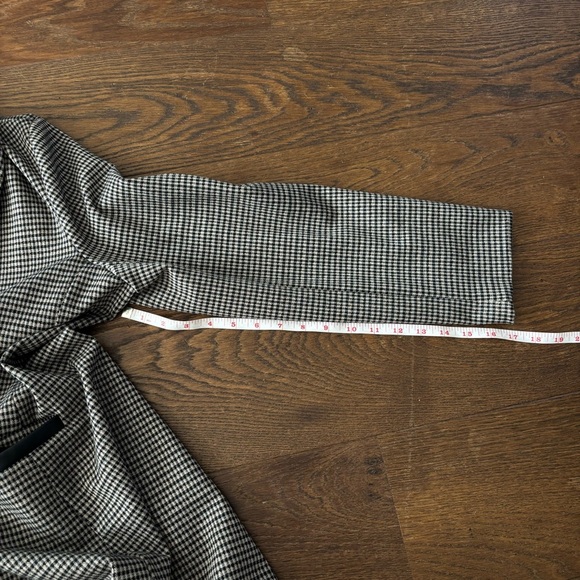 Cleo Plaid Long Single Button Coat with Faux Leather Detail - Picture 10 of 11